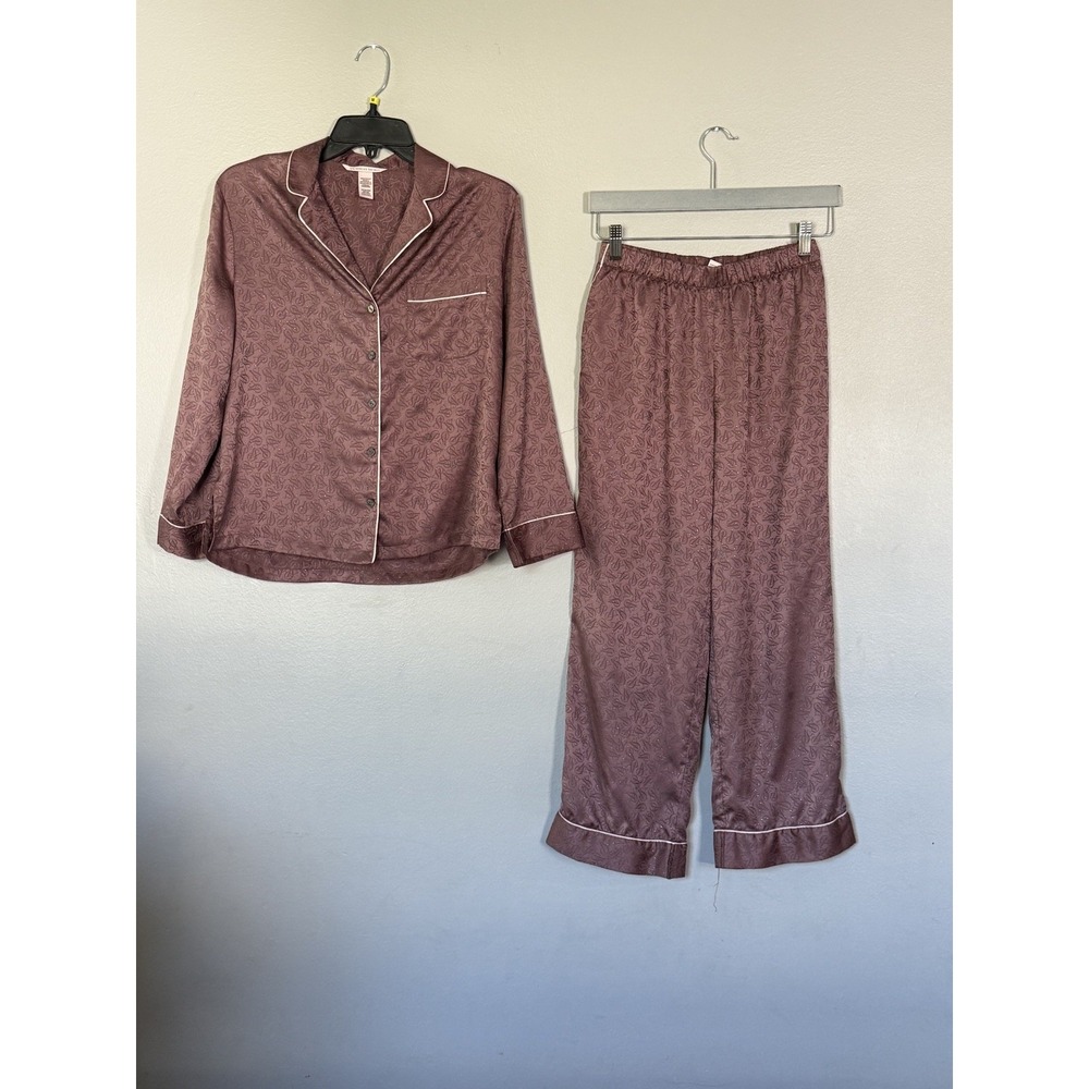 Victoria's Secret Glazed Long Pajama Set Dusty Brown Size XS